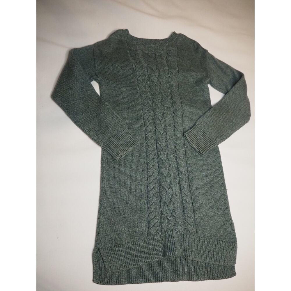 Gap Kids Girls Sweater Dress M 8 Green Cable Knit Long Sleeve Cozy Fall Winter